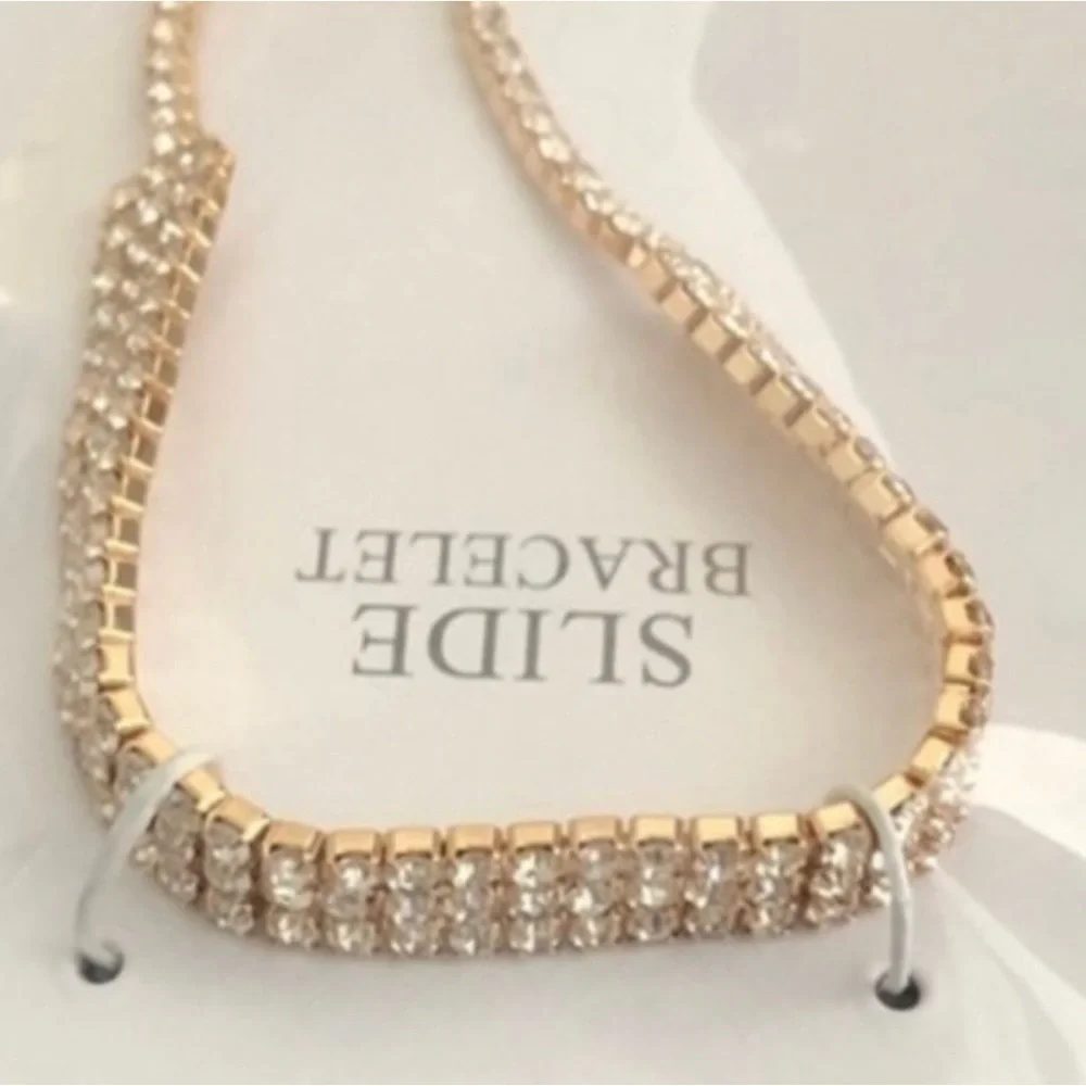 Bracelet 3 Rows of Rhinestones Adjustable Slider Bracelet Fashion Jewelry NWT
